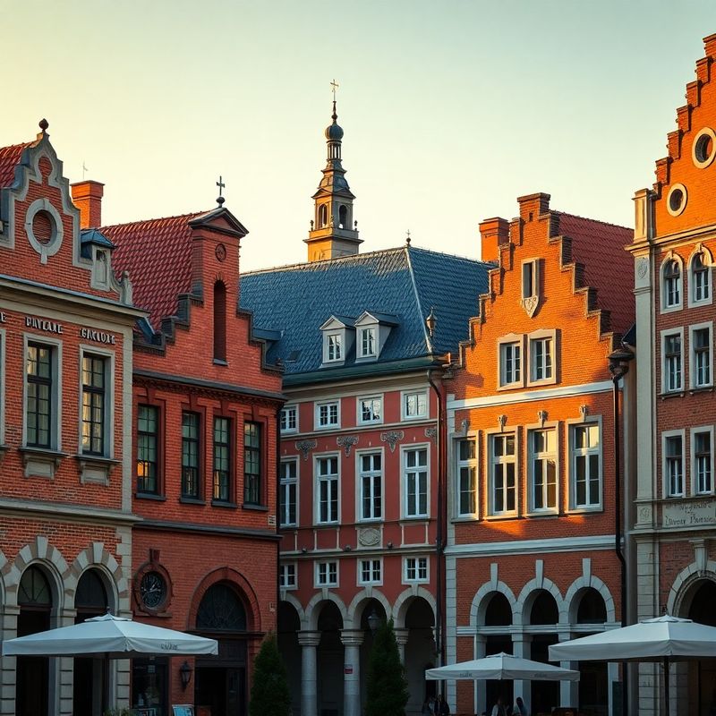 Fasady kamienic na Starym Rynku w Poznaniu w złotym świetle